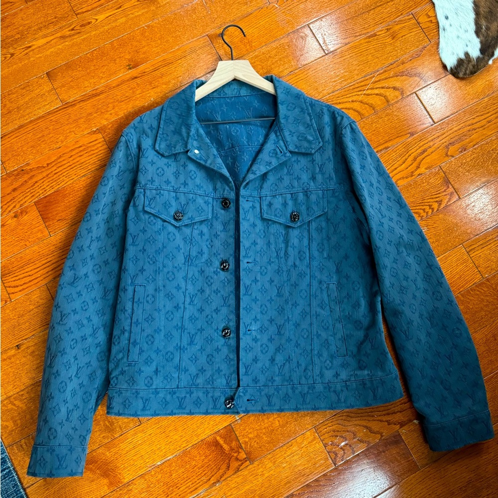 Louis Vuitton Monogram Denim Jacket Virgil Abloh Size 52 (100% authentic）large